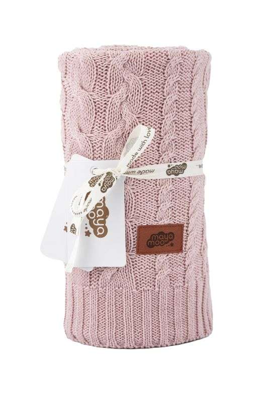 Pletená bavlněná deka do kočárku růžová 80/100