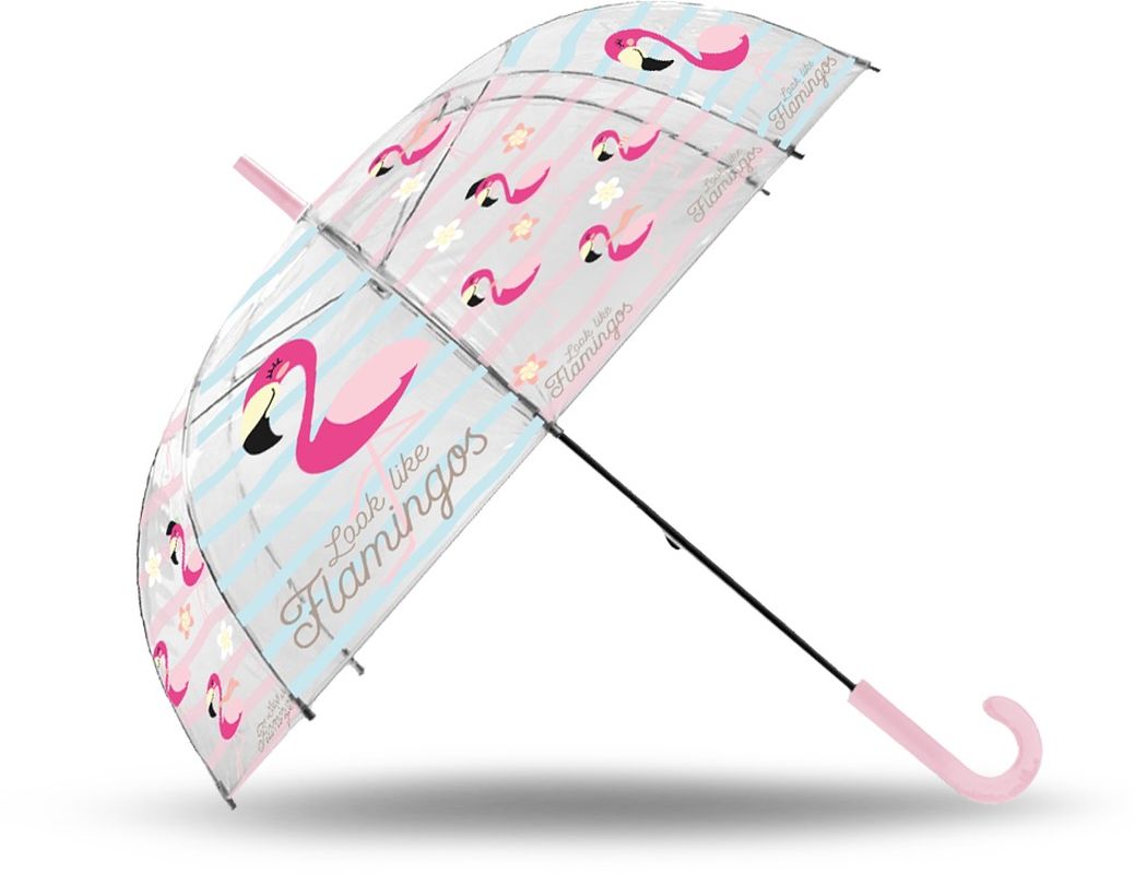 Vystřelovací průhledný deštník Plameňák