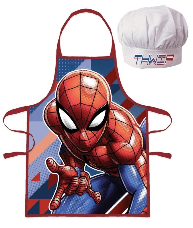 Dětská zástěra s kuchařskou čepicí Spiderman baleno na kartě