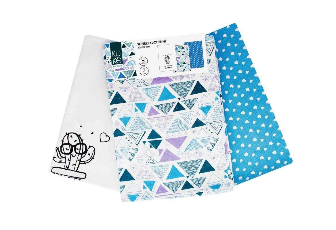 Kuchyňské utěrky Kuke s potiskem sada 3 ks Kaktus 40/60