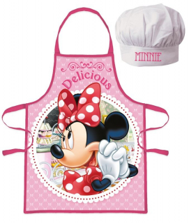 Dětská zástěra s kuchařskou čepicí Minnie baleno na kartě