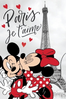 Fleece deka Mickey a Minnie Paříž Eiffelova věž 100/150