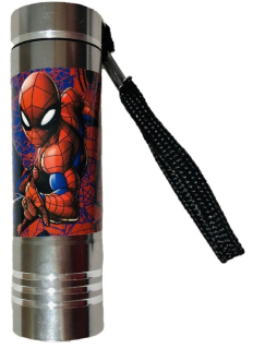 Dětská hliníková LED baterka Spiderman silver